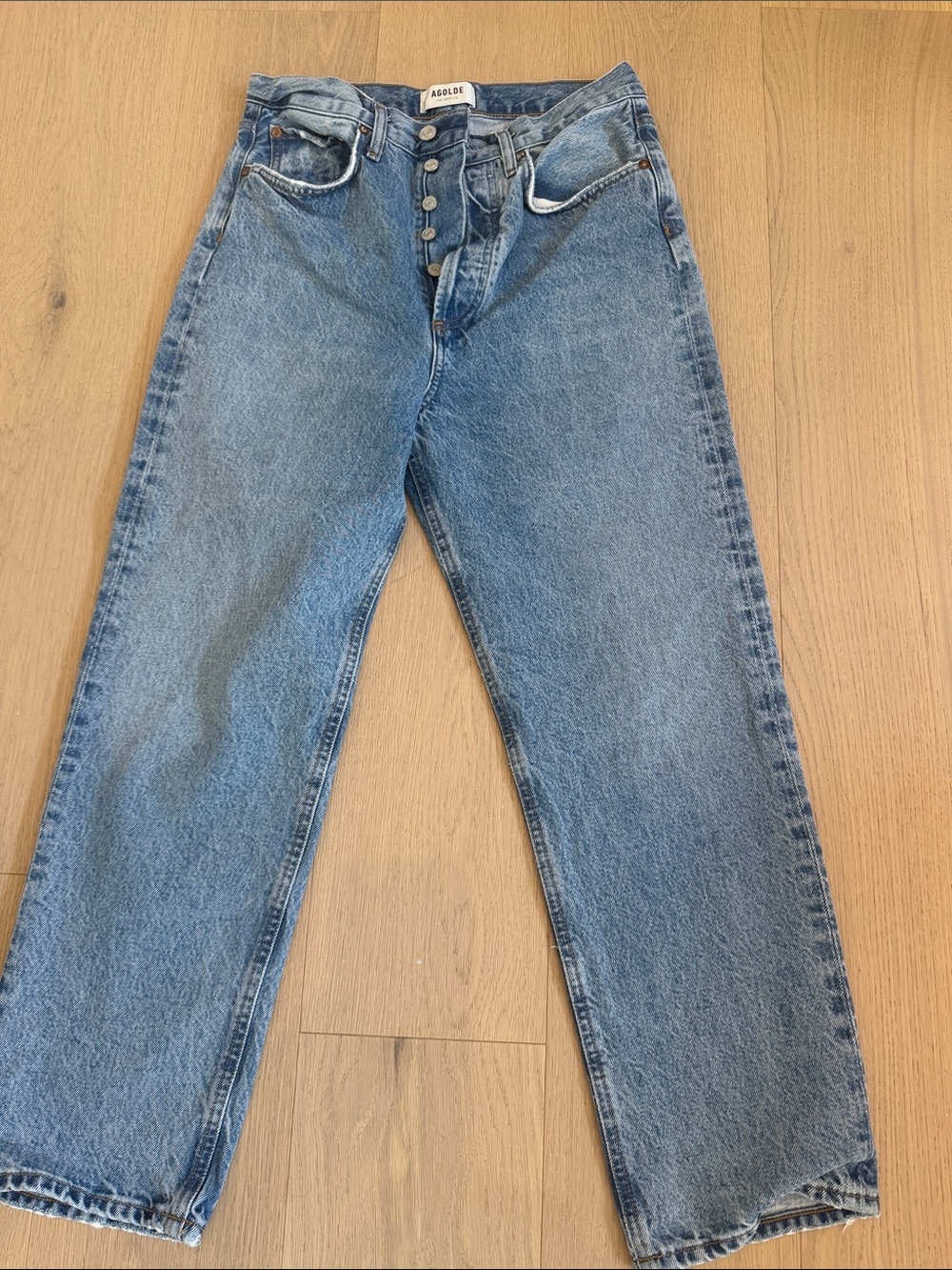 Agolde Relaxed Straight Blue Button-Fly Jeans